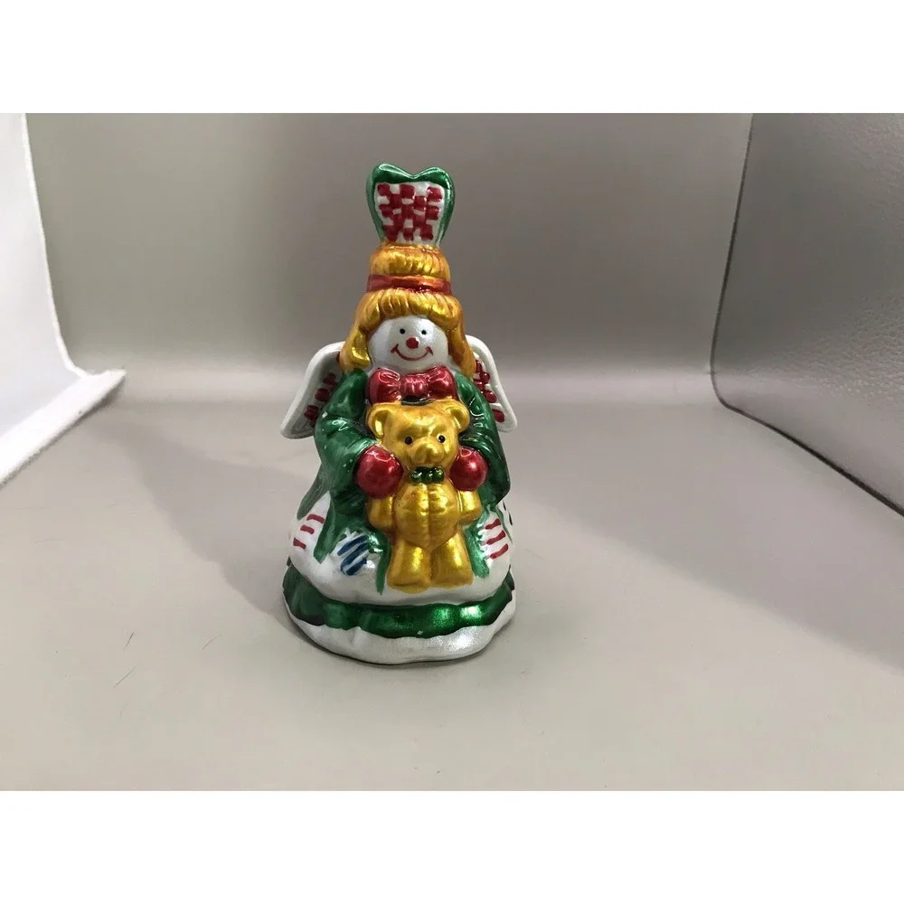 Vintage Angel Holding A‎ Teddy Bear Bell Ornament 5.5